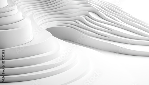 Abstract white 3D topographic relief design