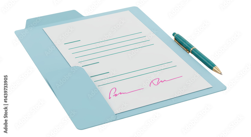 Isolated File Folder with Documents Isolated File Folder with Documents