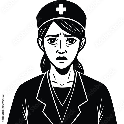 Female Emergency Room Doctor in Messy Scrubs Looking Tired