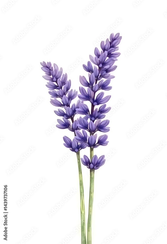 Naklejka premium Watercolor Illustration of Lavender Flower