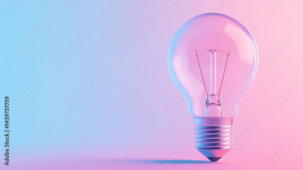 Glowing glass lightbulb on pink Glowing glass lightbulb on pink
