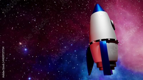 3d rocket flies into space
