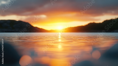 Sunset over lake landscape