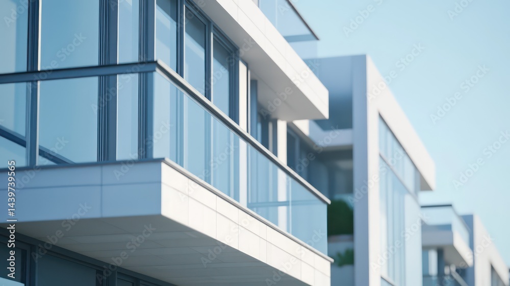 Fototapeta premium Modern building facade with glass balconies