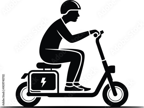 Silhouette of person riding electric scooter with helmet modern urban mobility solution