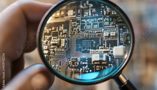 Obraz na płótnie A magnified view of a complex electronic circuit board w salonie
