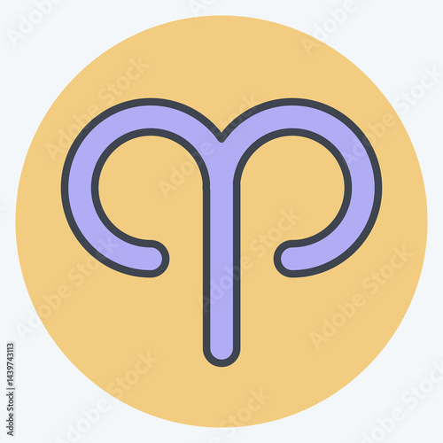 Icon Aries. related to Astrology symbol. color mate style. design editable