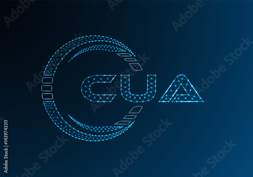 CUA low poly letter logo vector design. CUA lower poly logo design.