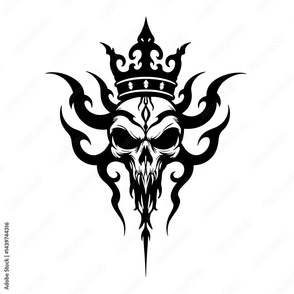 Obraz premium Skull with Crown Tattoo Design for T-Shirt Print 