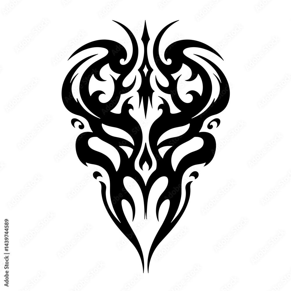 Naklejka premium Tribal tattoo design for t-shirt or print with intricate patterns 