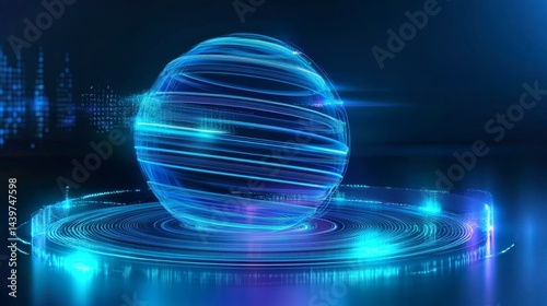 Obraz na płótnie Floating isotherm projection embodies creative advances in science and technology w salonie