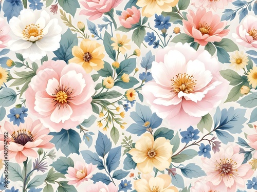 Abstract seamless background graphics with Ukrainian floral motives