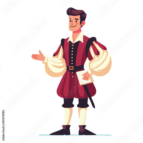 Man in Renaissance Outfit Illustration for Historical Theatrical Purposes