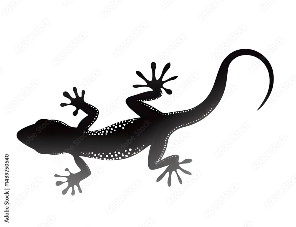 Naklejka premium A detailed silhouette of a lizard showcasing its unique limbs and tail, perfect for educational materials or artistic projects focused on reptiles.