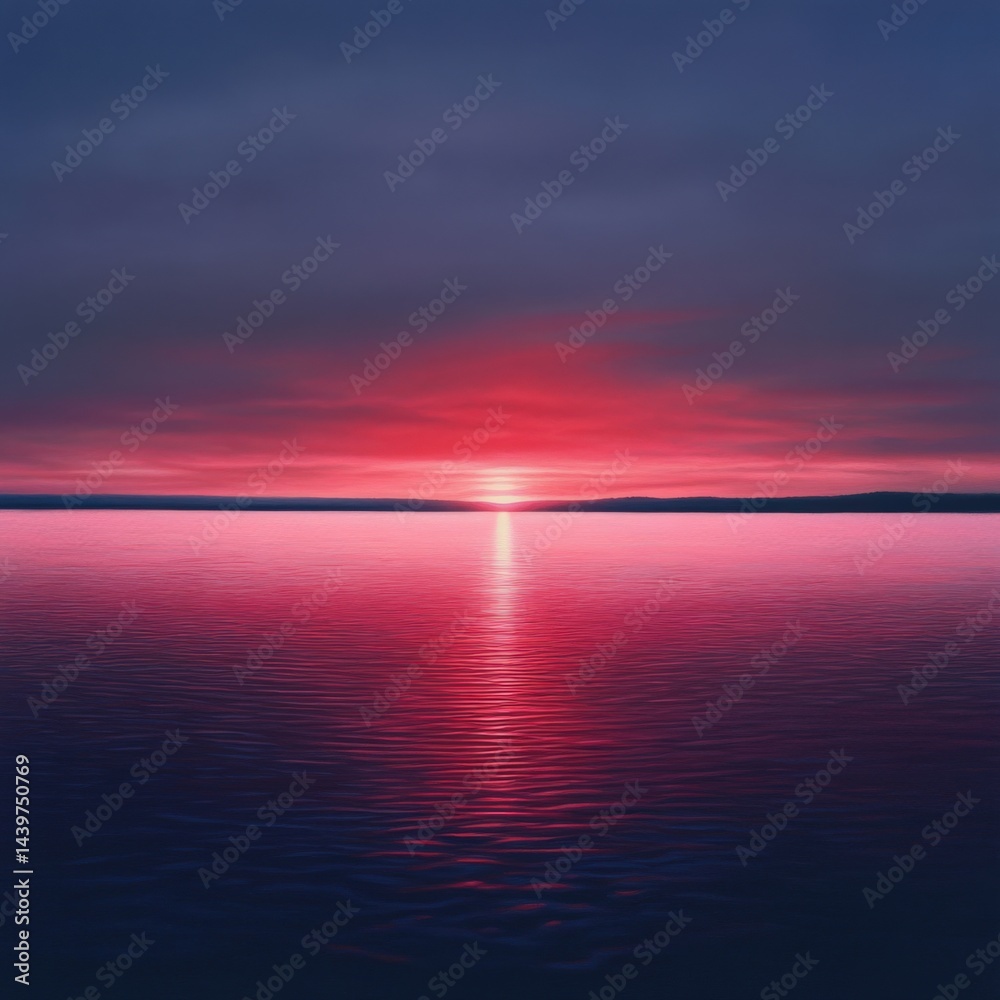 Fototapeta premium Pink sunset over calm water