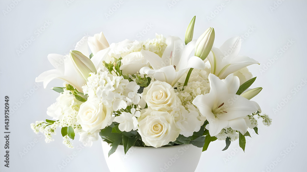 Stunning White Lily and Rose Bouquet in Elegant Vase Stunning White Lily and Rose Bouquet in Elegant Vase
