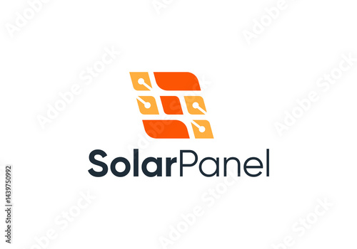 solar tech panel energy logo. creative solar sun electric technology vector design concept