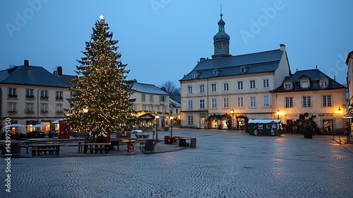 Christmas Eve in Echternach, Luxembourg: A Serene Winter Night in the Town Square photo