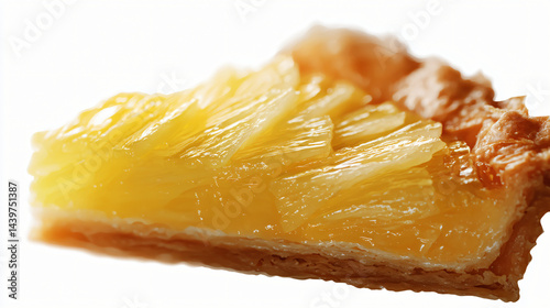 Delicious slice of pineapple tart, isolated on a transparent background.