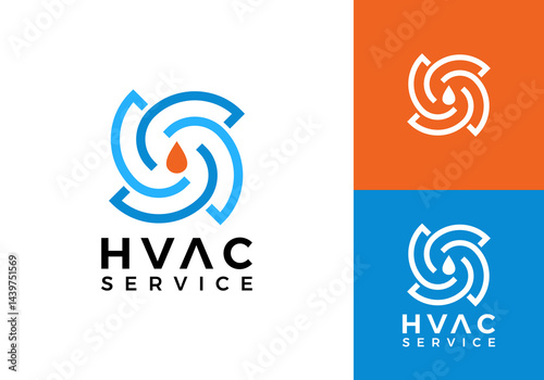 fan and fire hvac logo. heating cooling snowflake conditioning vector design concept