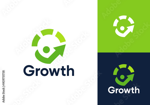 letter G arrow people logo. creative global growth technology vector design concept