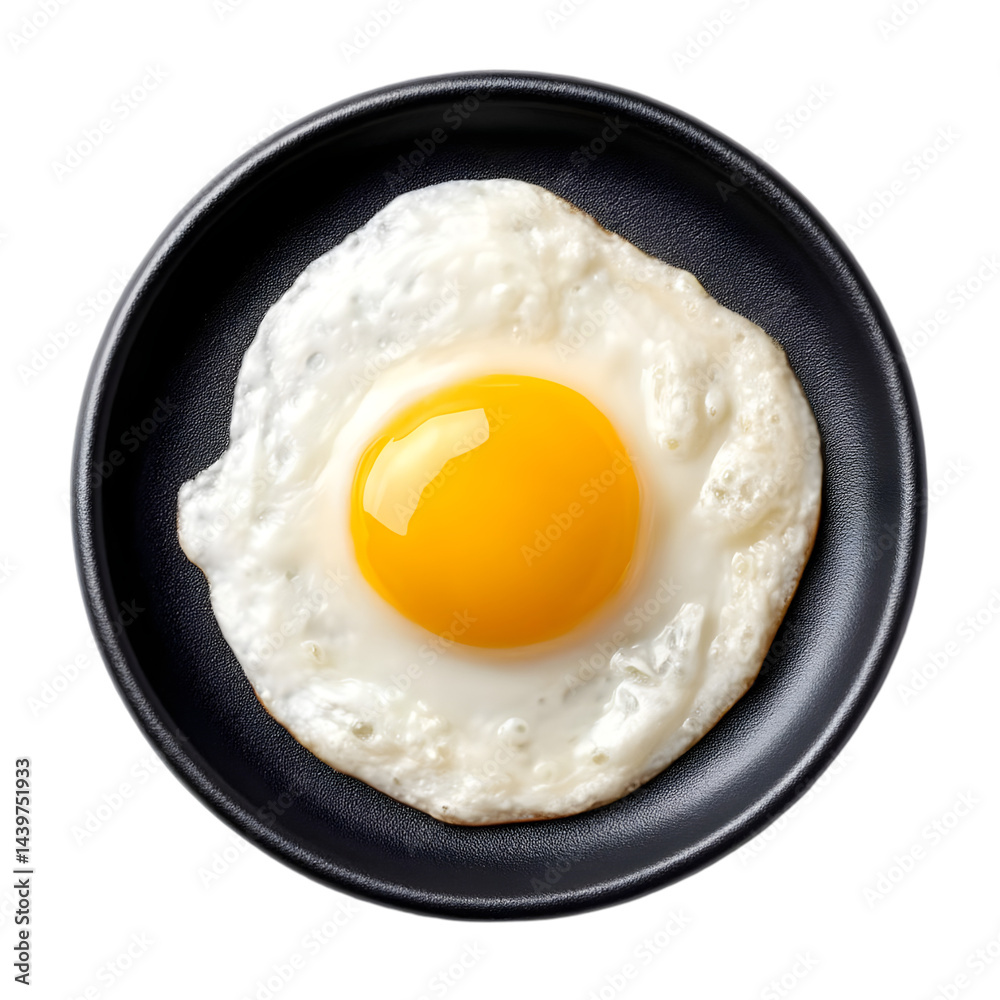 A perfectly fried egg served on a sleek black plate, showcasing a bright yellow yolk and fluffy white, ideal for breakfast or culinary presentations. A perfectly fried egg served on a sleek black plate, showcasing a bright yellow yolk and fluffy white, ideal for breakfast or culinary presentations.