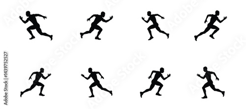 Dynamic Running Silhouettes - Athletic Movement Poses