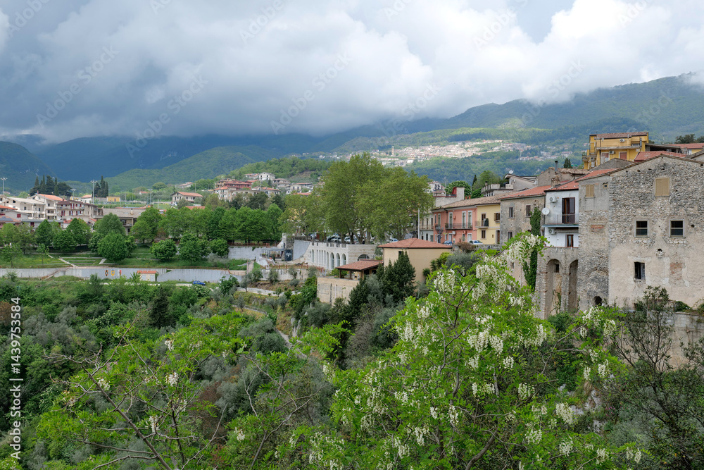 View of Castello Matese, a medieval town in the mountains of the province of Caserta, Italy.