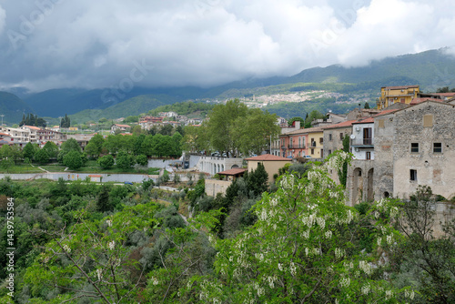 View of Castello Matese, a medieval town in the mountains of the province of Caserta, Italy.