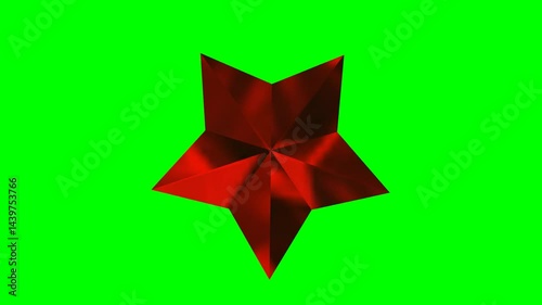 3d red Crystal rotating on green background