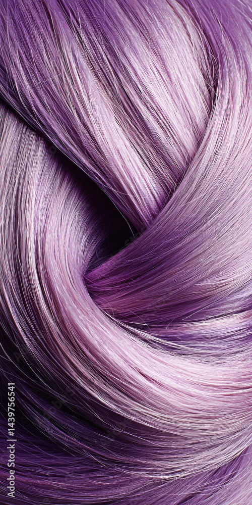 Naklejka premium A captivating close-up of luxurious purple hair, highlighted by a swirling pattern.