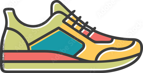 Colorful running shoe illustration