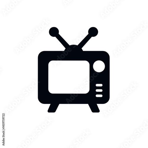 Very old fashioned television vector image without any background. Black colored television vector.