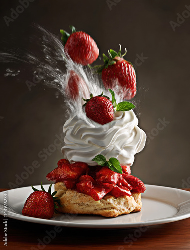 Experience the perfect indulgence with this stunning dessert featuring fresh strawberries, whipped cream, and a delicious biscuit base, capturing the essence of summer in every bite.