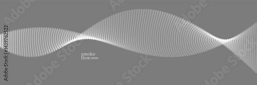 Vector abstract background with wave of flowing particles, smoke flowing grey design, smooth and soft relaxing image.