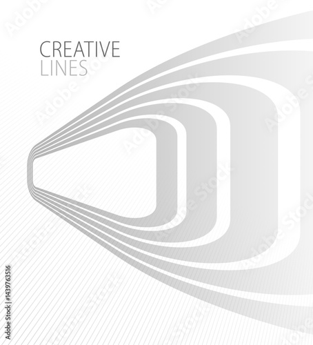 Wave lines in 3D perspective vector abstract background with smooth gradient of light grey and white monochrome colors, easy relaxing motion.