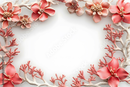 Marine Inspired Coral Frame with Clean White Backdrop