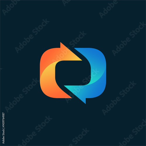 Modern Abstract Cycle Logo with Orange and Blue Gradient Arrows