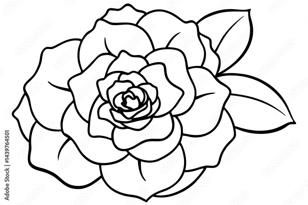 camellia silhouette line art vector on white background camellia silhouette line art vector on white background