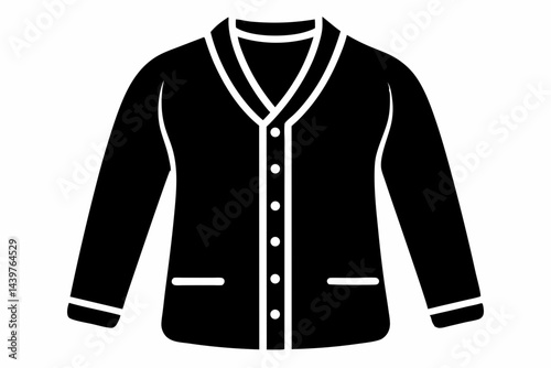 cardigan silhouette line art vector on white background