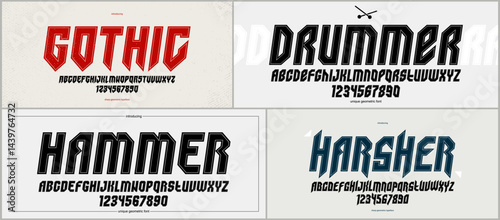 Vintage fonts vector set, collection of retro style alphabet typefaces, bold and strong serif typesets, useful for logo creation, poster display letters.
