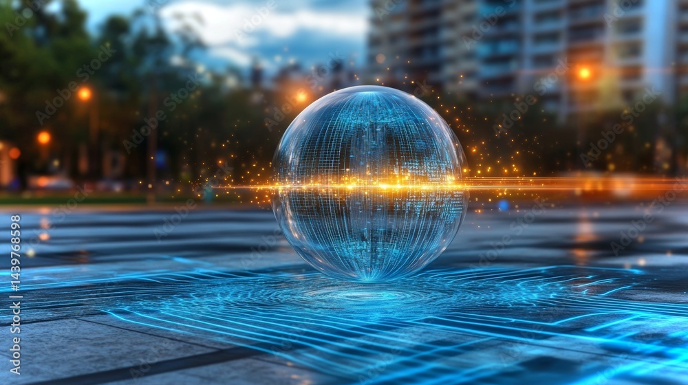 Visualizing atomic collision through futuristic holograms in a high-tech laboratory environment