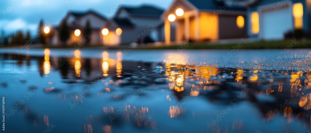 Fototapeta premium Reflections of neighborhood houses