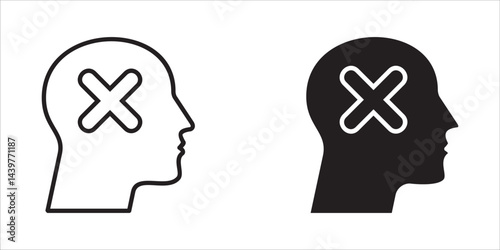 head removal delete, remove and mathematics icon. Perfect for applications, web, logos, games and presentation templates. icon design line style
