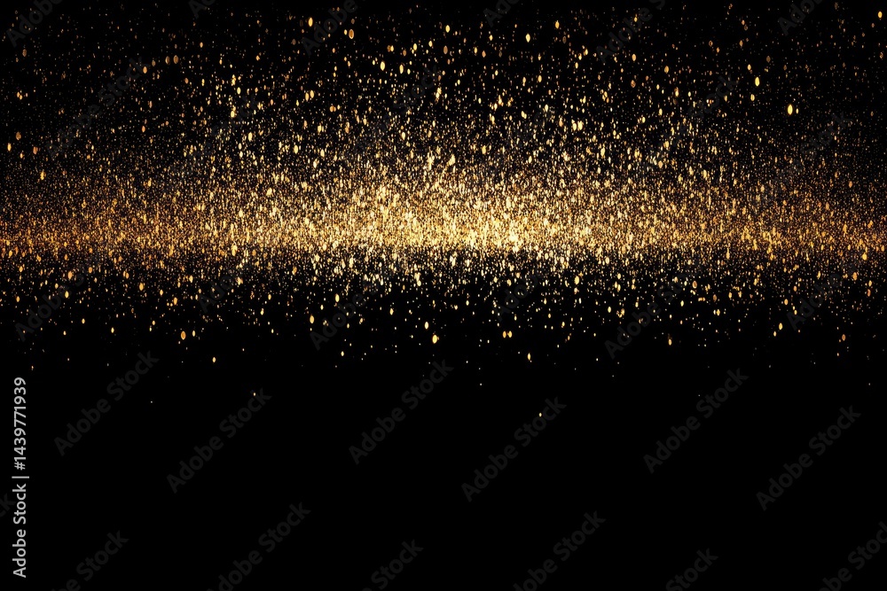 Fototapeta premium Gold Glitter Explosion on Black Background