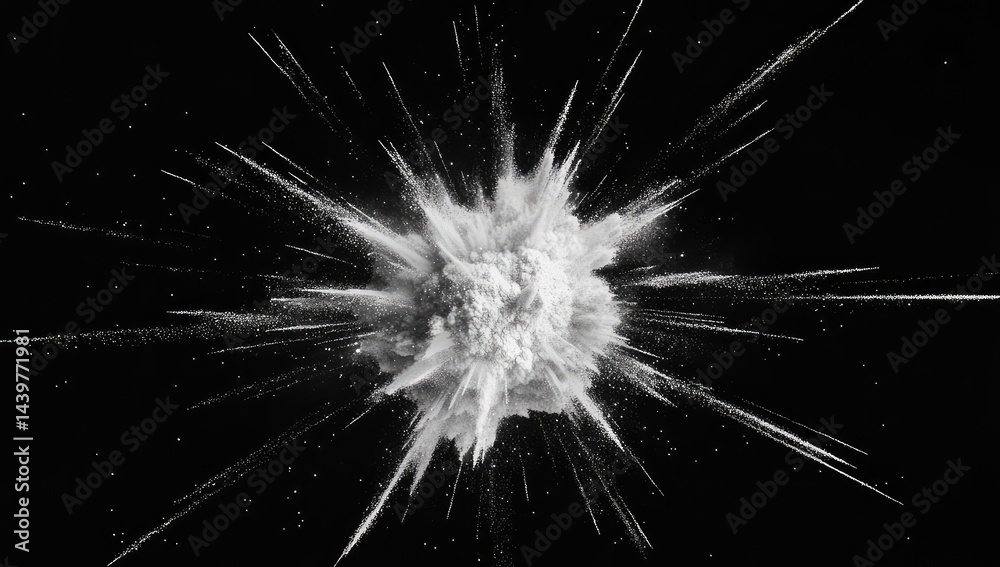 Obraz premium White powder explosion on black background