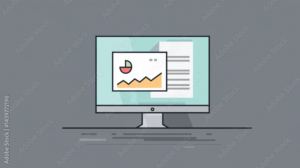 Document on Monitor Display Icon Design