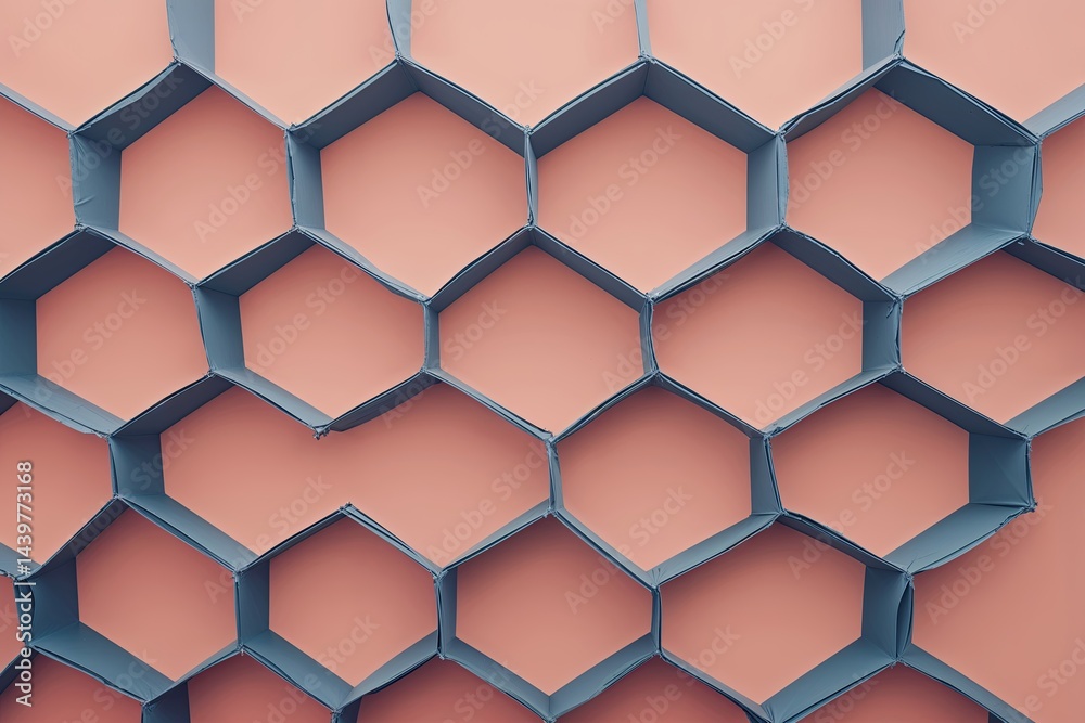 Fototapeta premium Hexagon Patterns on Peach Background for Technology and Science Graphics