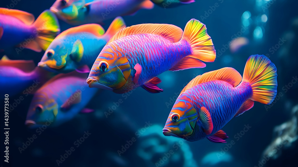 Fototapeta premium Stunning Rainbow Fish in Vibrant Underwater Scene