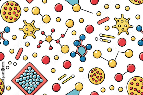 Modern design dots, molecules, and particles in a dynamic pattern, ideal for digital and scientific applications or educational content